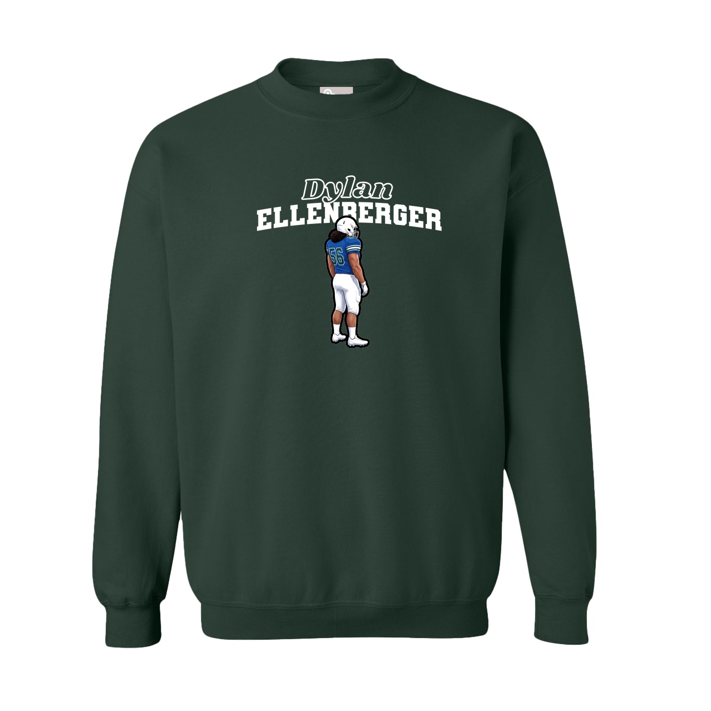 Fleece Crew — Name Arch in Green