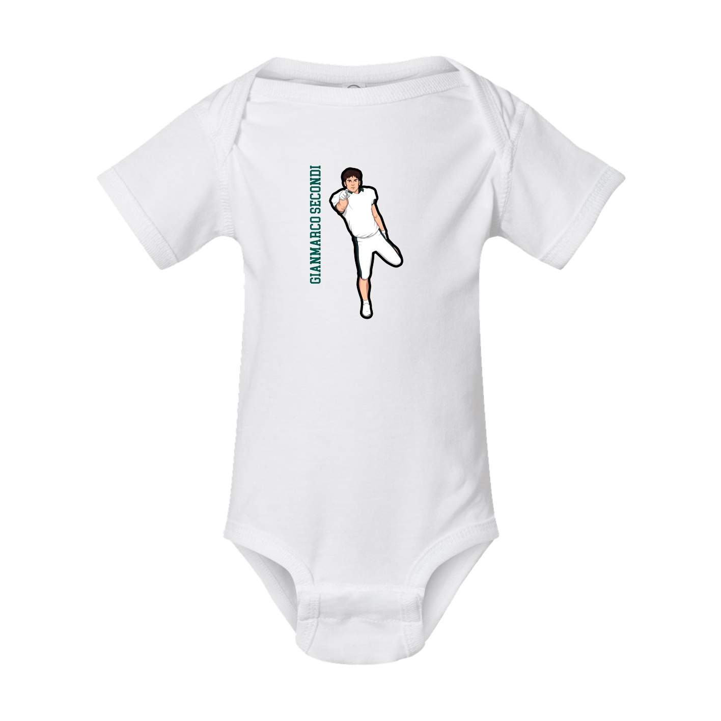 Baby Onesie — Name Vertical in White