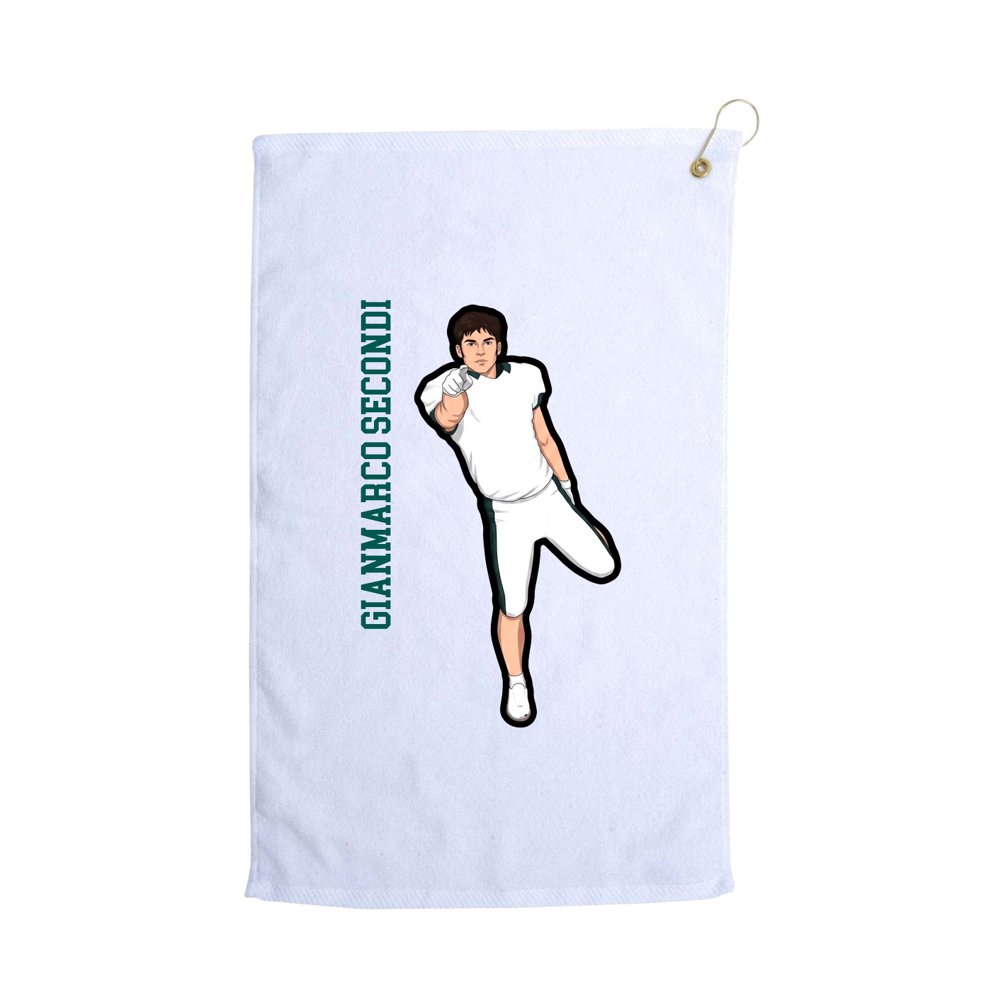 Golf Towel — Name Vertical in White