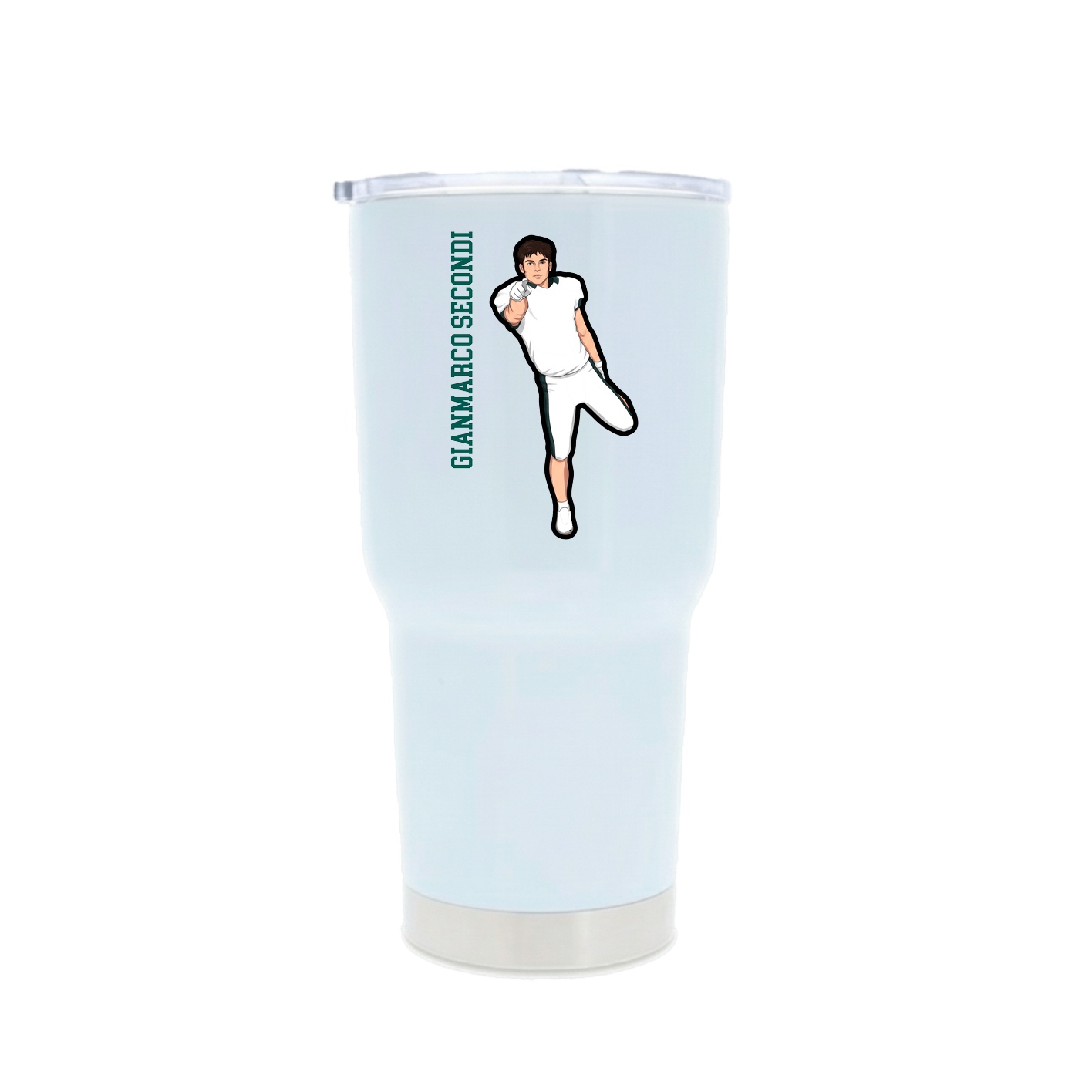 30oz Stainless Steel Tumbler — Name Vertical in White