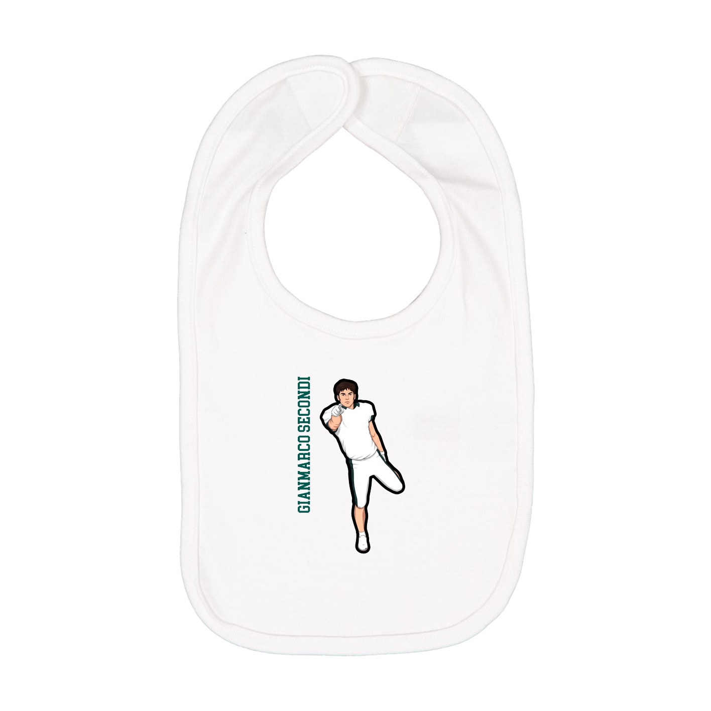 Infant Bib — Name Vertical in White