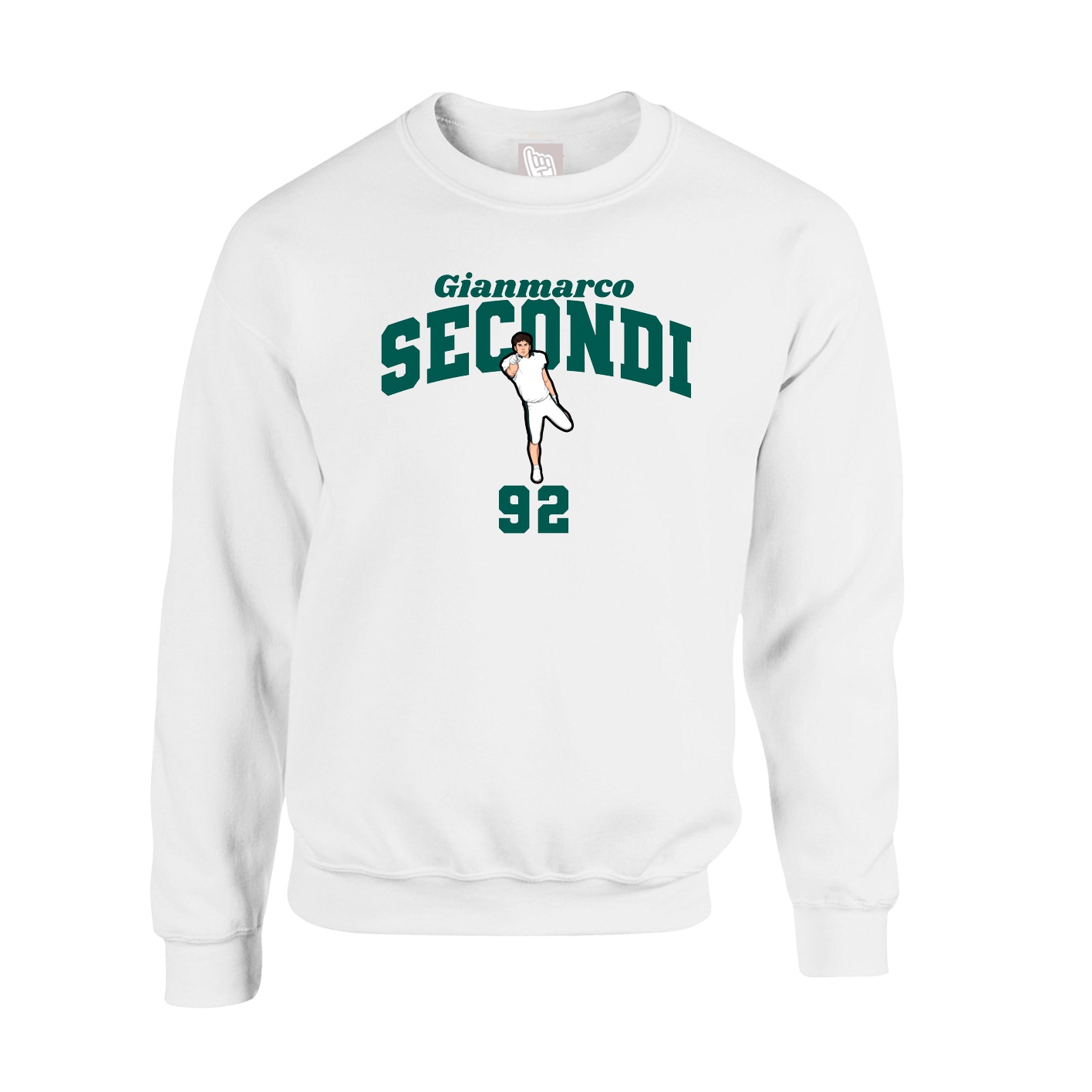 Fleece Crew — Signature Arch in White