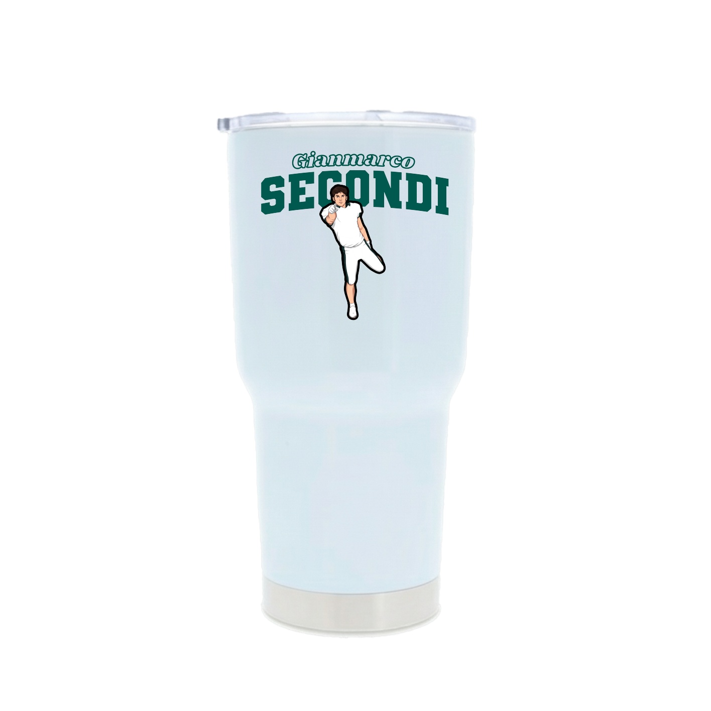 30oz Stainless Steel Tumbler — Name Arch in White