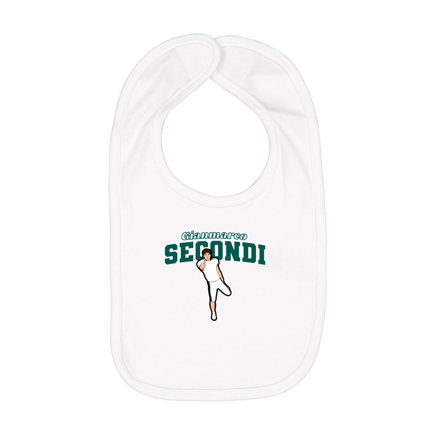 Infant Bib — Name Arch in White