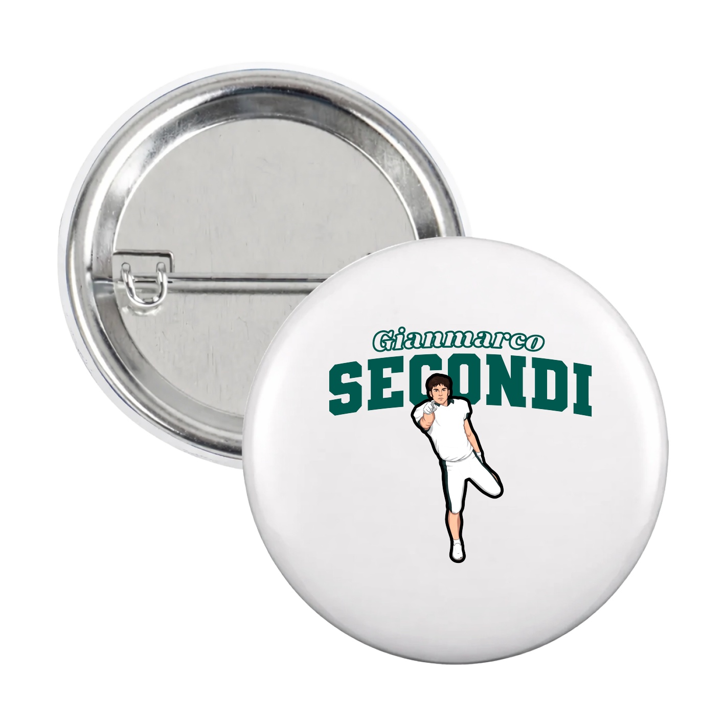 Game Day Button — Name Arch in White