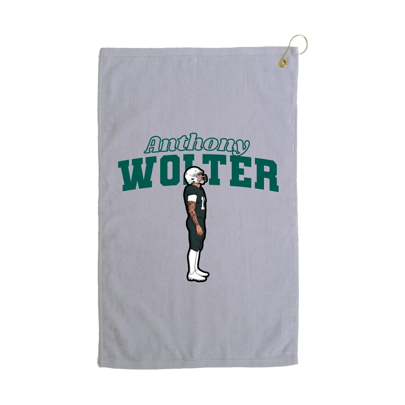 Golf Towel — Name Arch in Grey