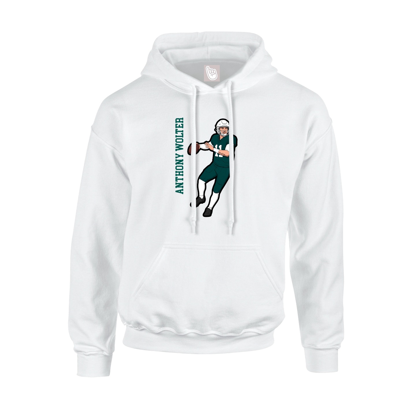Youth Hoodie — Name Vertical in White