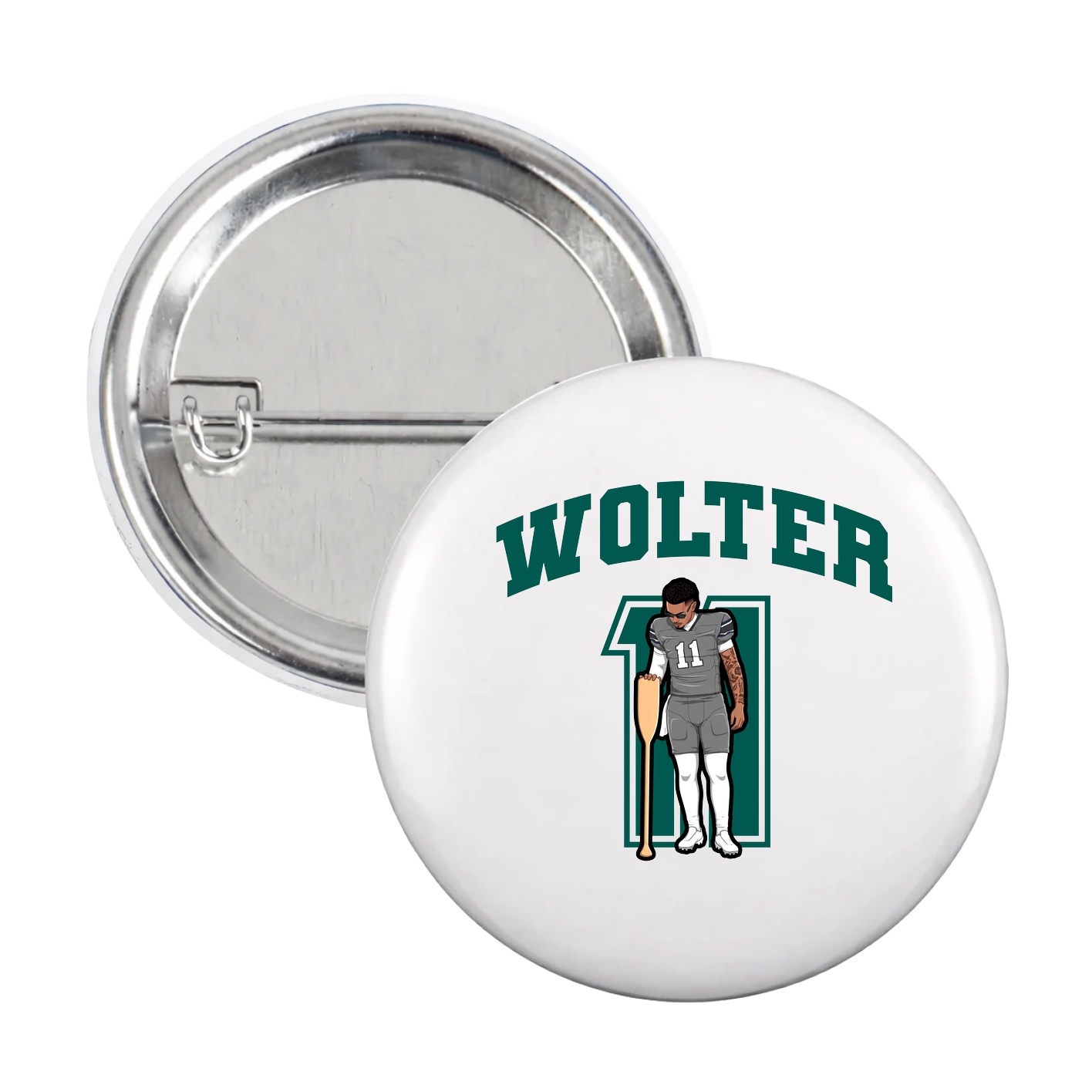 Game Day Button — Number in White