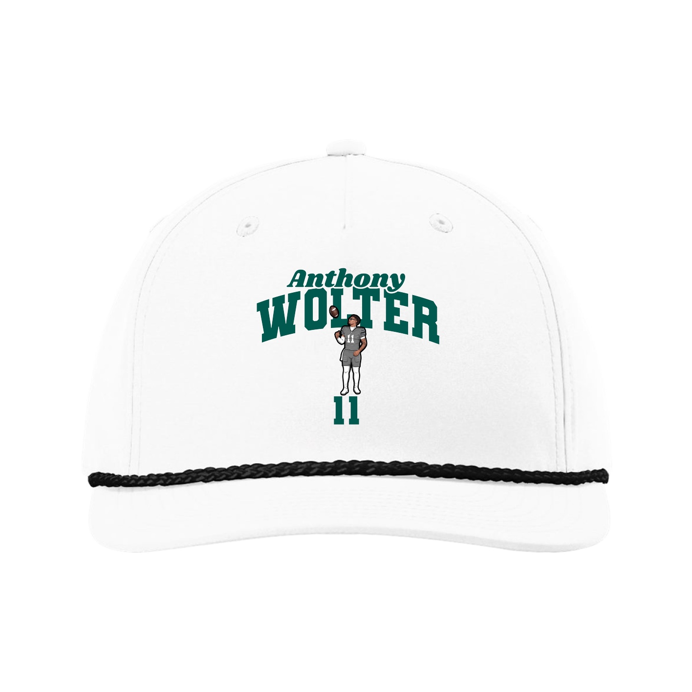 Five-Panel Classic Rope Cap — Signature Arch in White