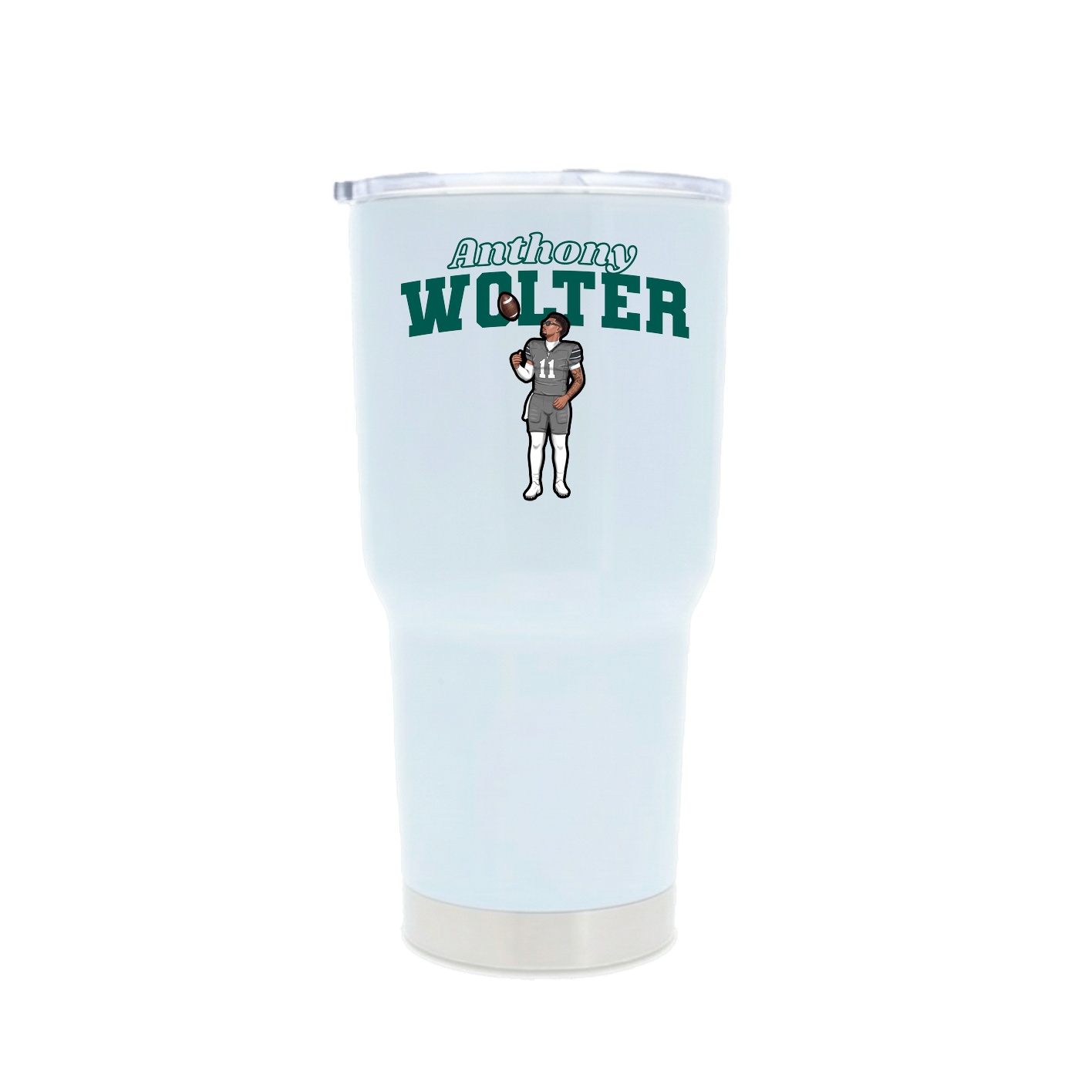 30oz Stainless Steel Tumbler — Name Arch in White