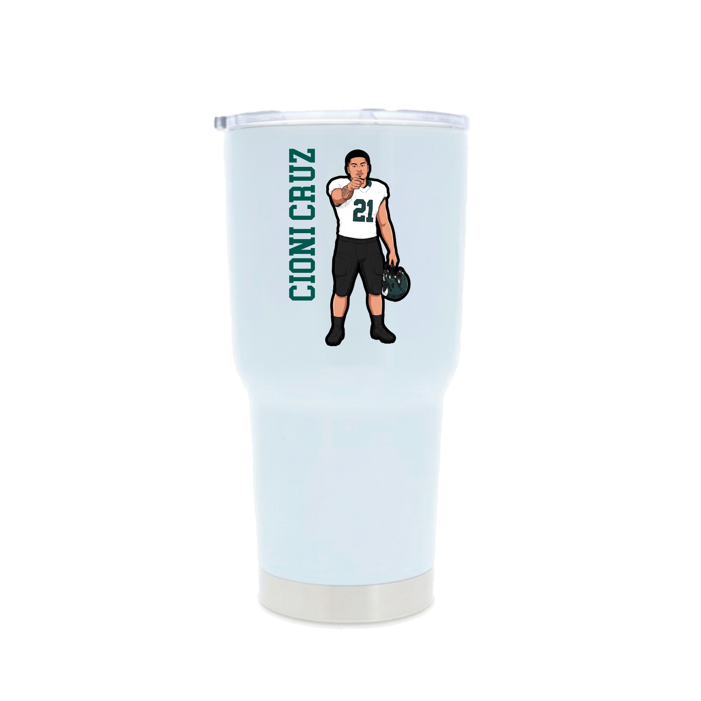 30oz Stainless Steel Tumbler — Name Vertical in White