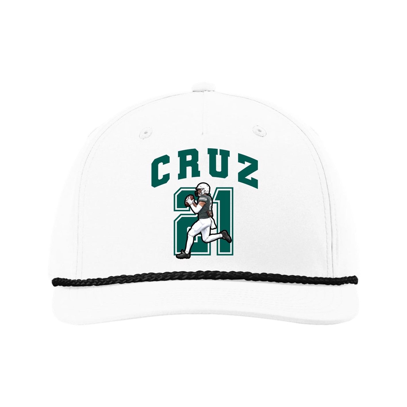 Five-Panel Classic Rope Cap — Number in White