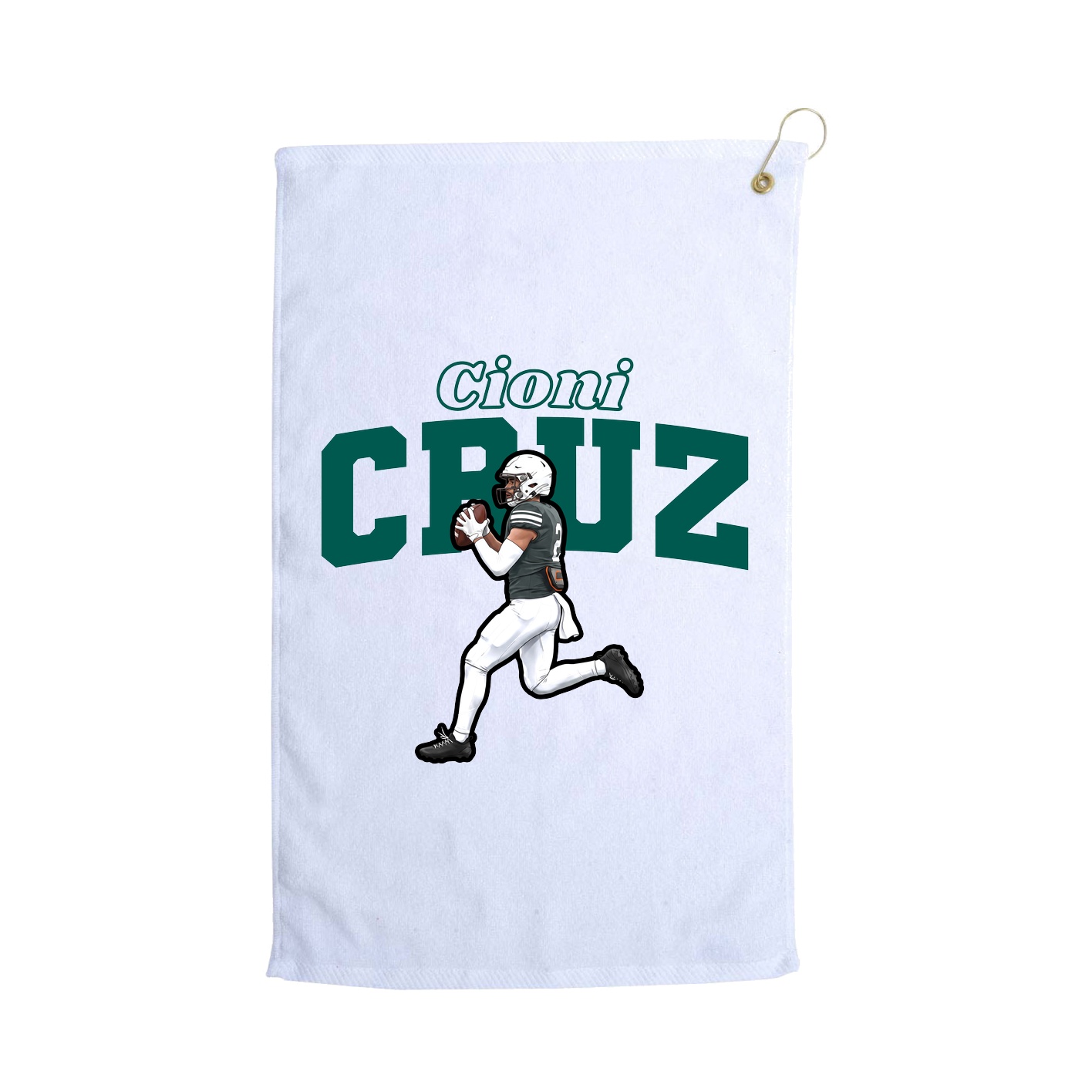 Golf Towel — Name Arch in White