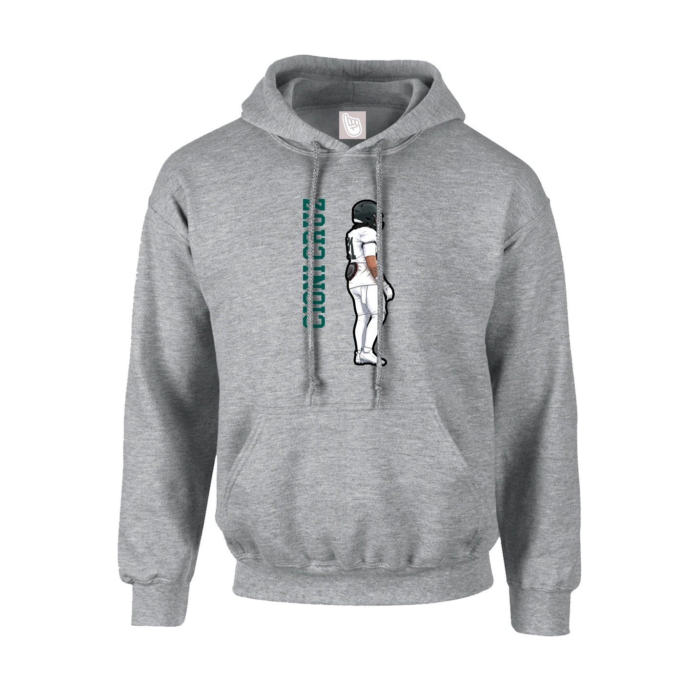 Hoodie — Name Vertical in Grey