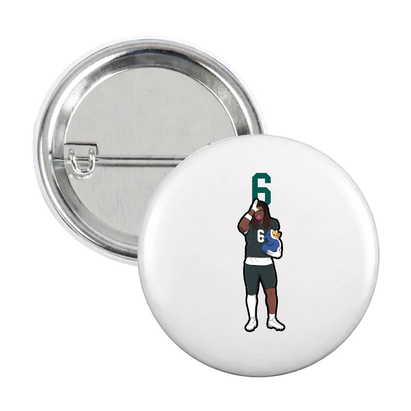 Game Day Button — Number Top in White