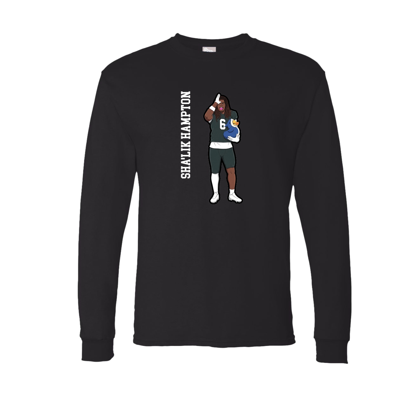 Long Sleeve Tee — Name Vertical in Black