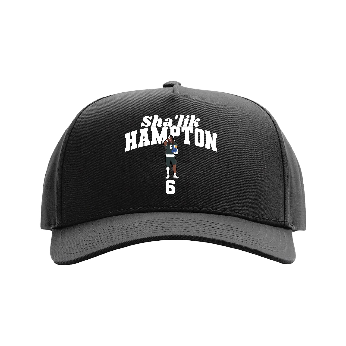 Full Fabric Five-Panel Champ Cap — Signature Arch in Black