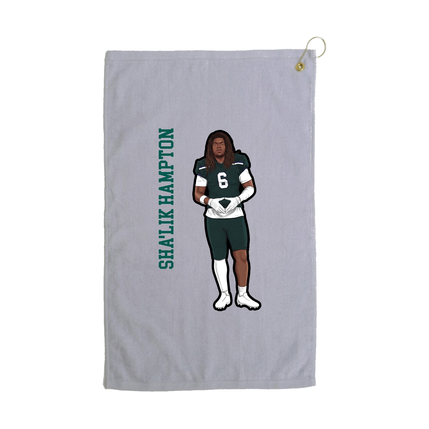 Golf Towel — Name Vertical in Grey