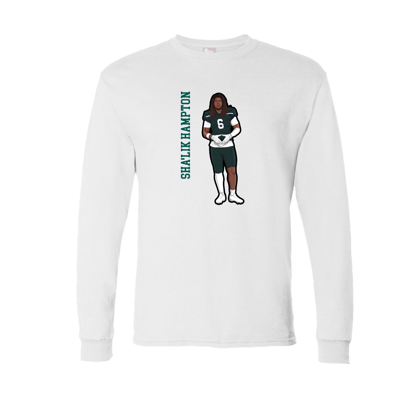 Long Sleeve Tee — Name Vertical in White