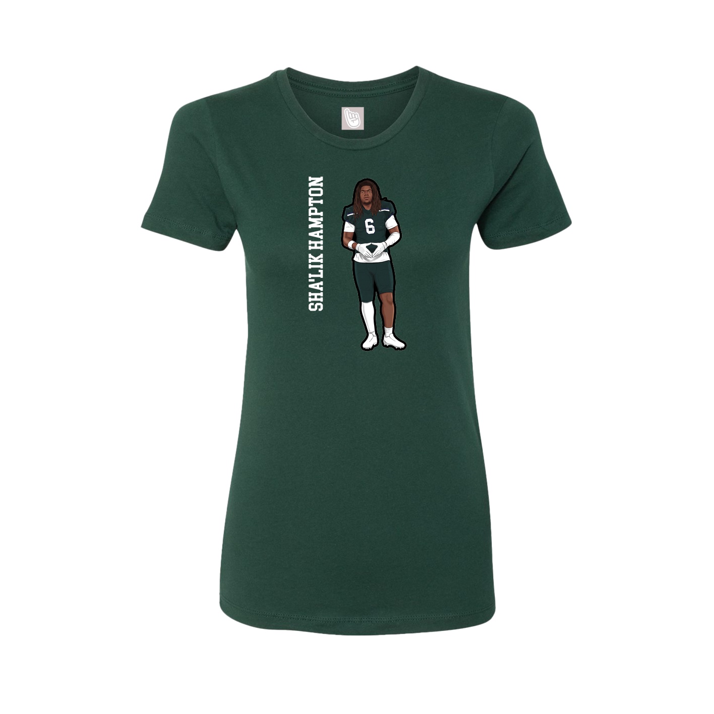 Fitted Women's Tee — Name Vertical in Green