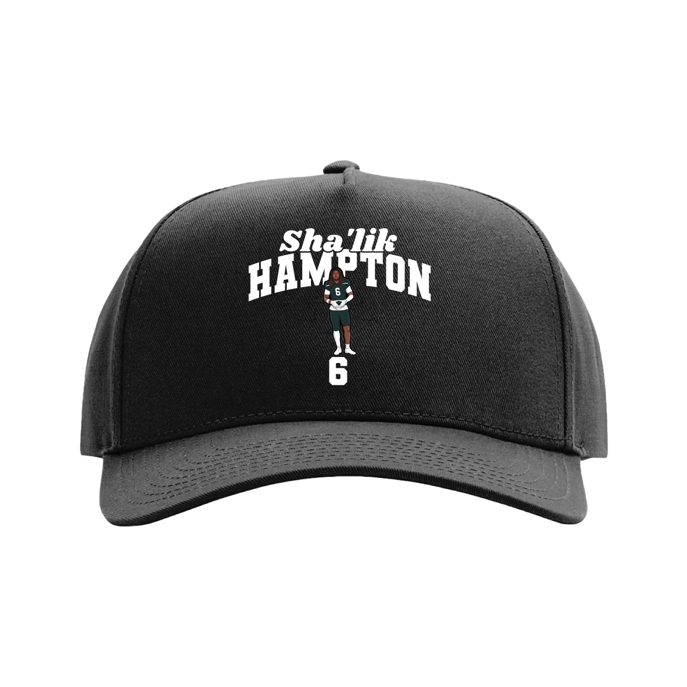 Full Fabric Five-Panel Champ Cap — Signature Arch in Black