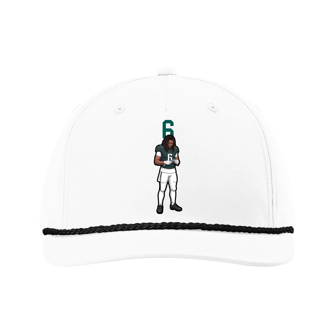 Five-Panel Classic Rope Cap — Number Top in White