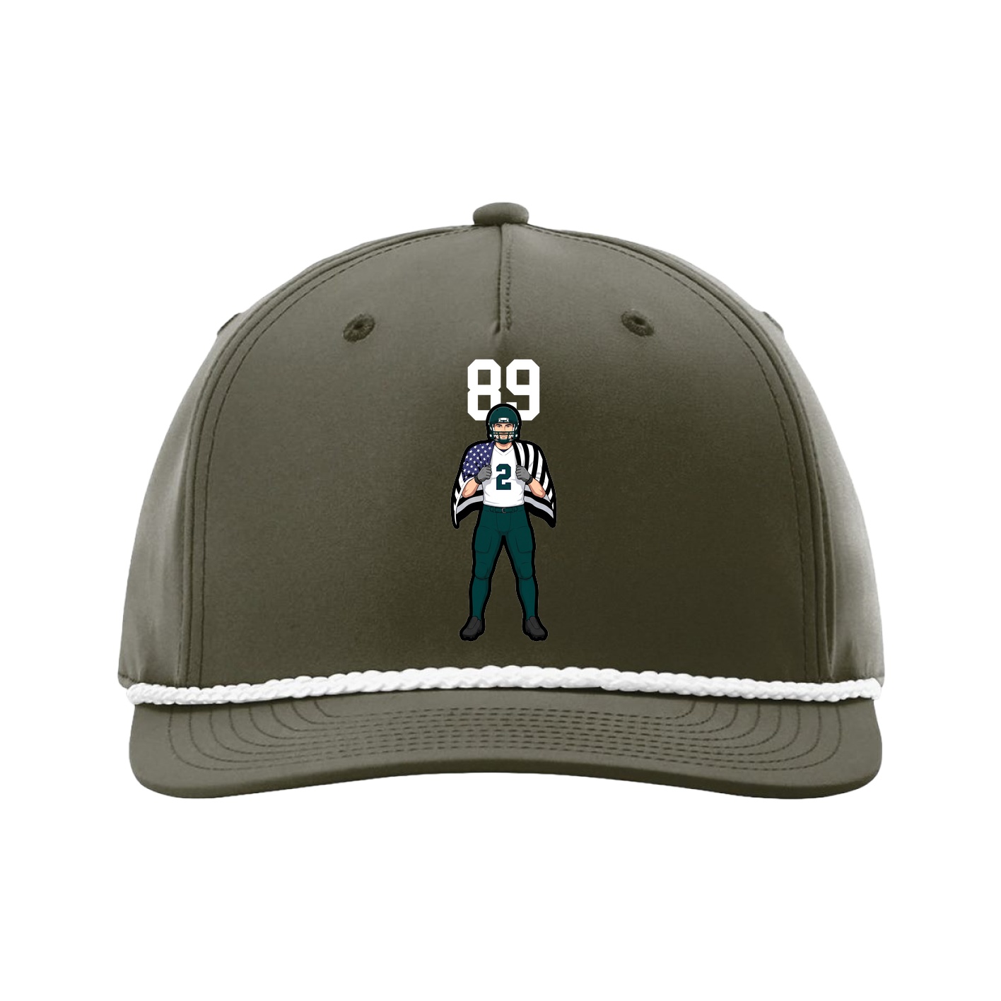 Five-Panel Classic Rope Cap — Number Top in Green