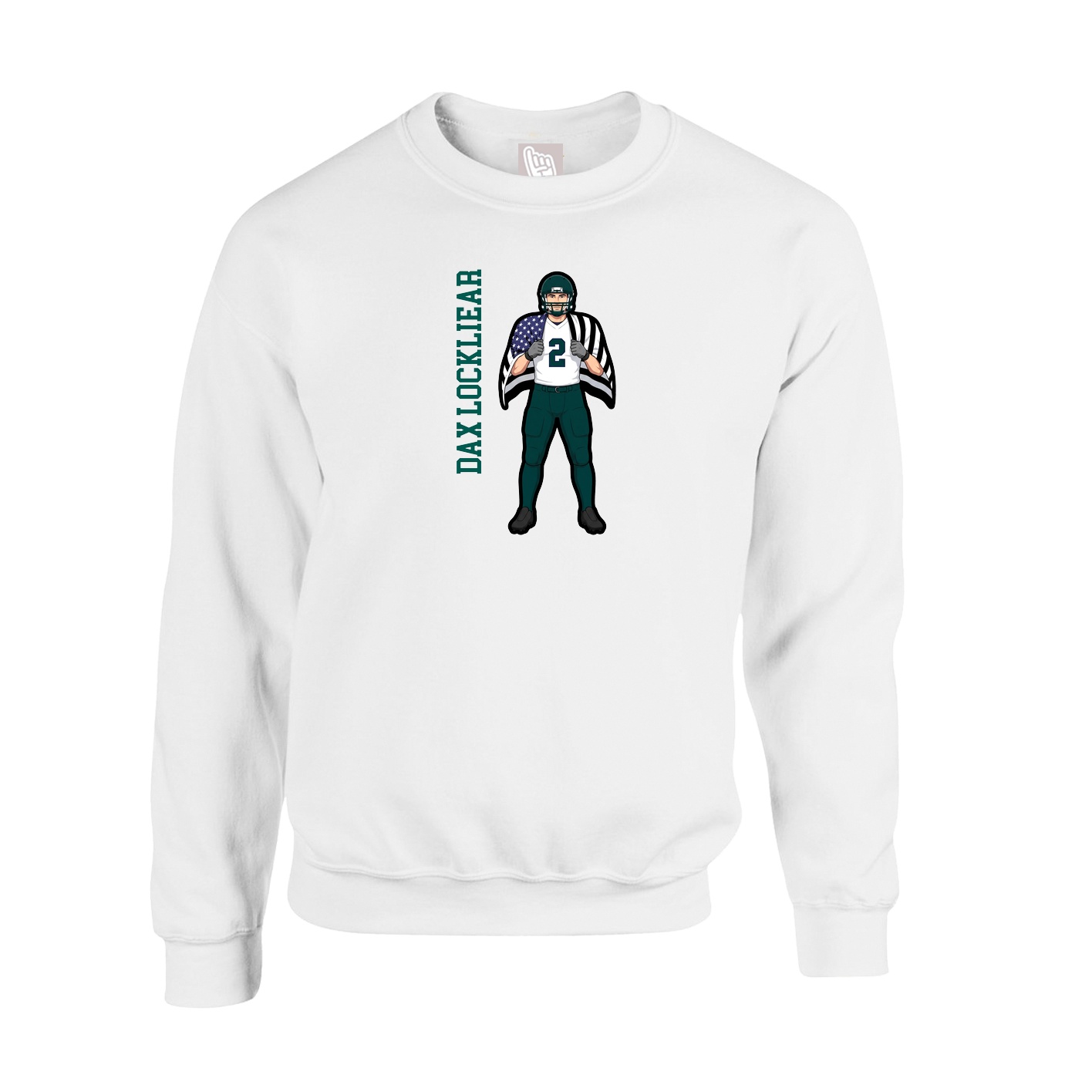 Fleece Crew — Name Vertical in White