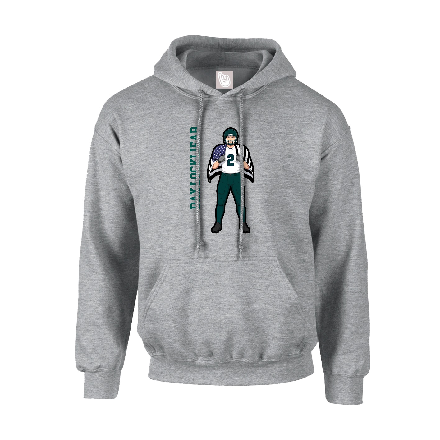 Youth Hoodie — Name Vertical in Grey