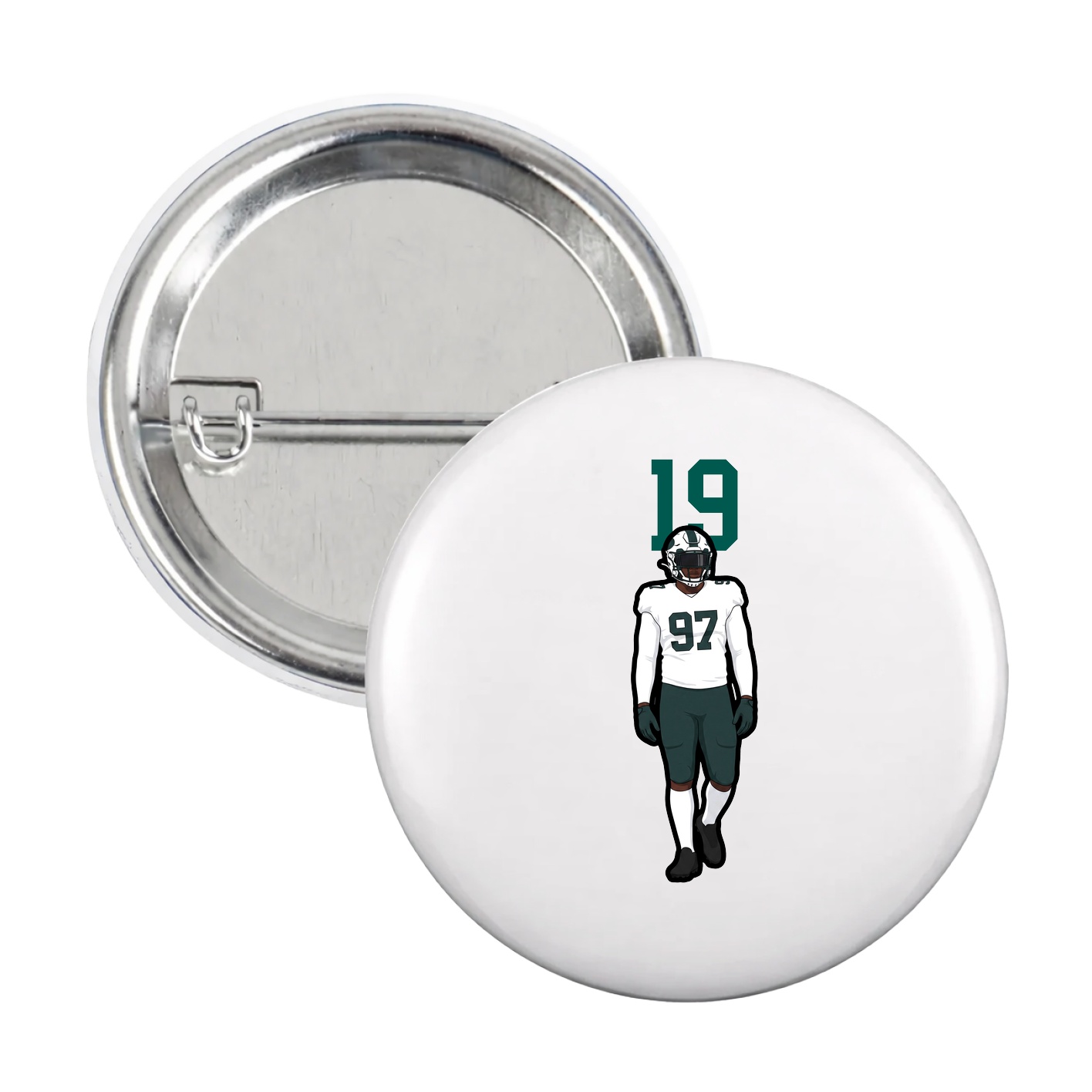 Game Day Button — Number Top in White