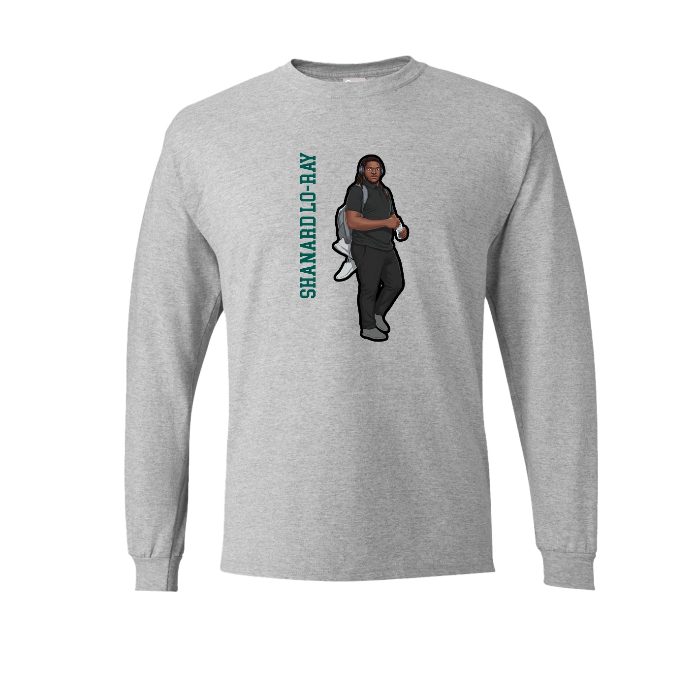 Long Sleeve Tee — Name Vertical in Grey