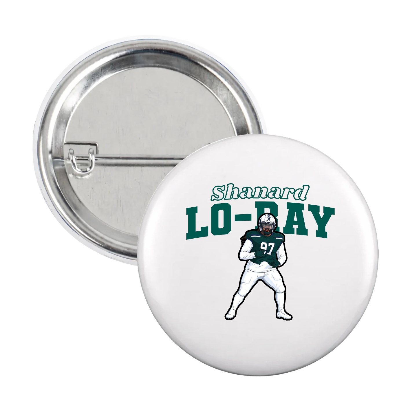 Game Day Button — Name Arch in White
