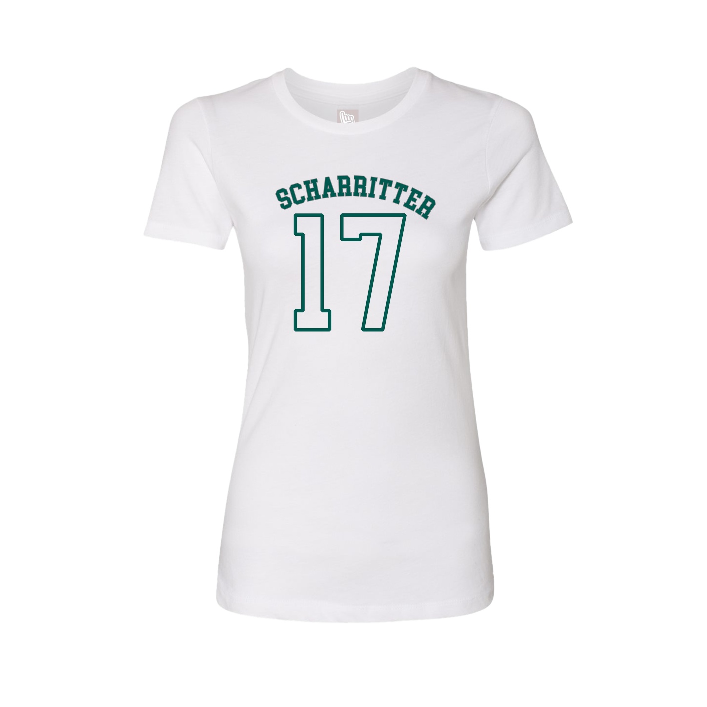 Fitted Women's Tee — Shirsey Arch in White