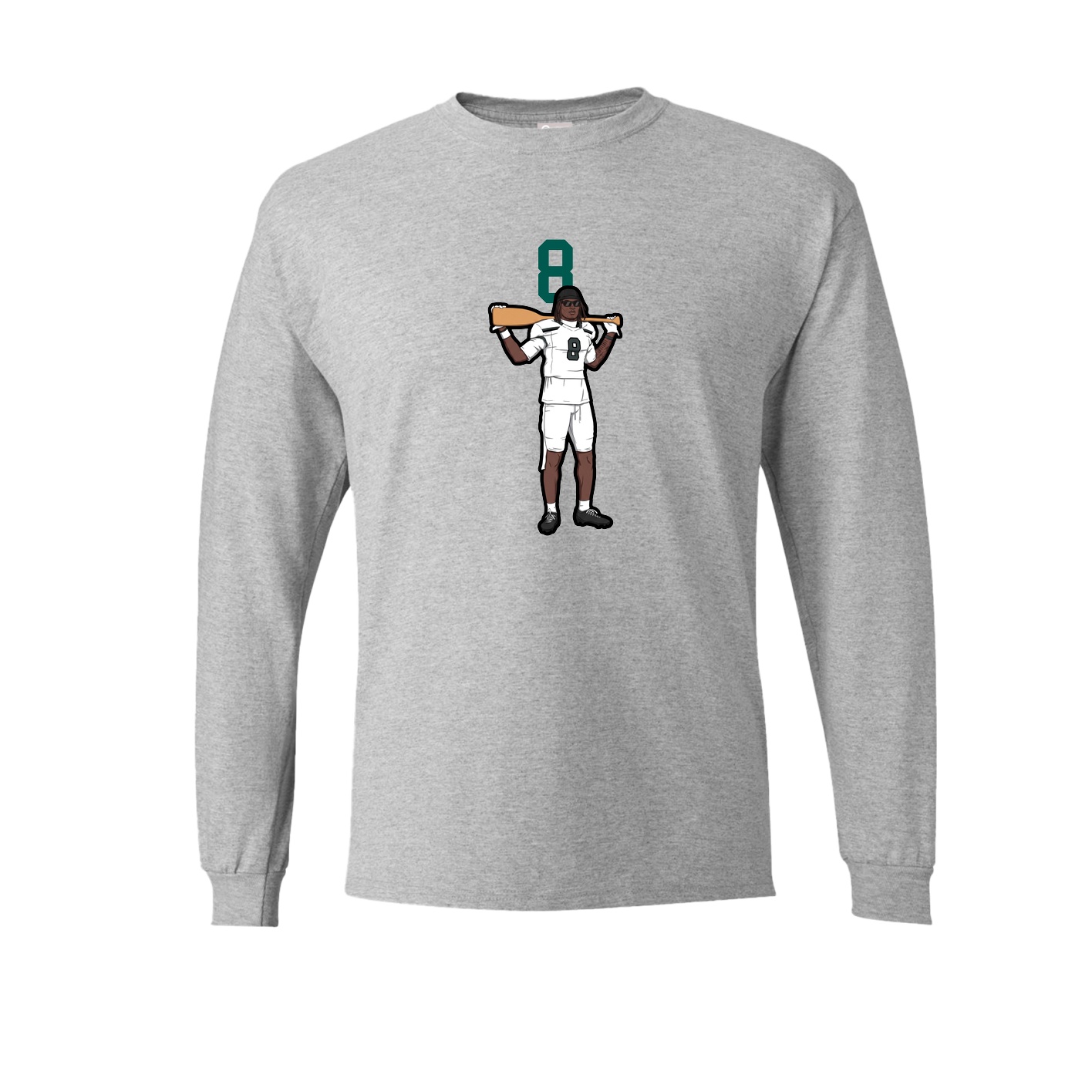 Long Sleeve Tee — Number Top in Grey