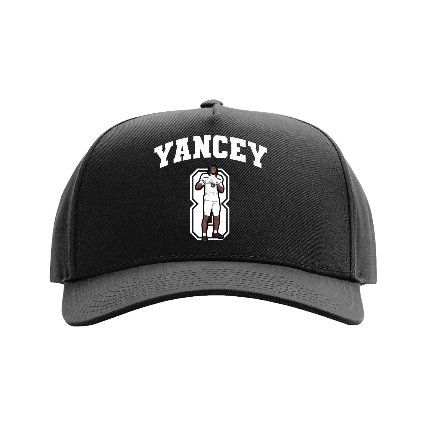 Full Fabric Five-Panel Champ Cap — Number in Black