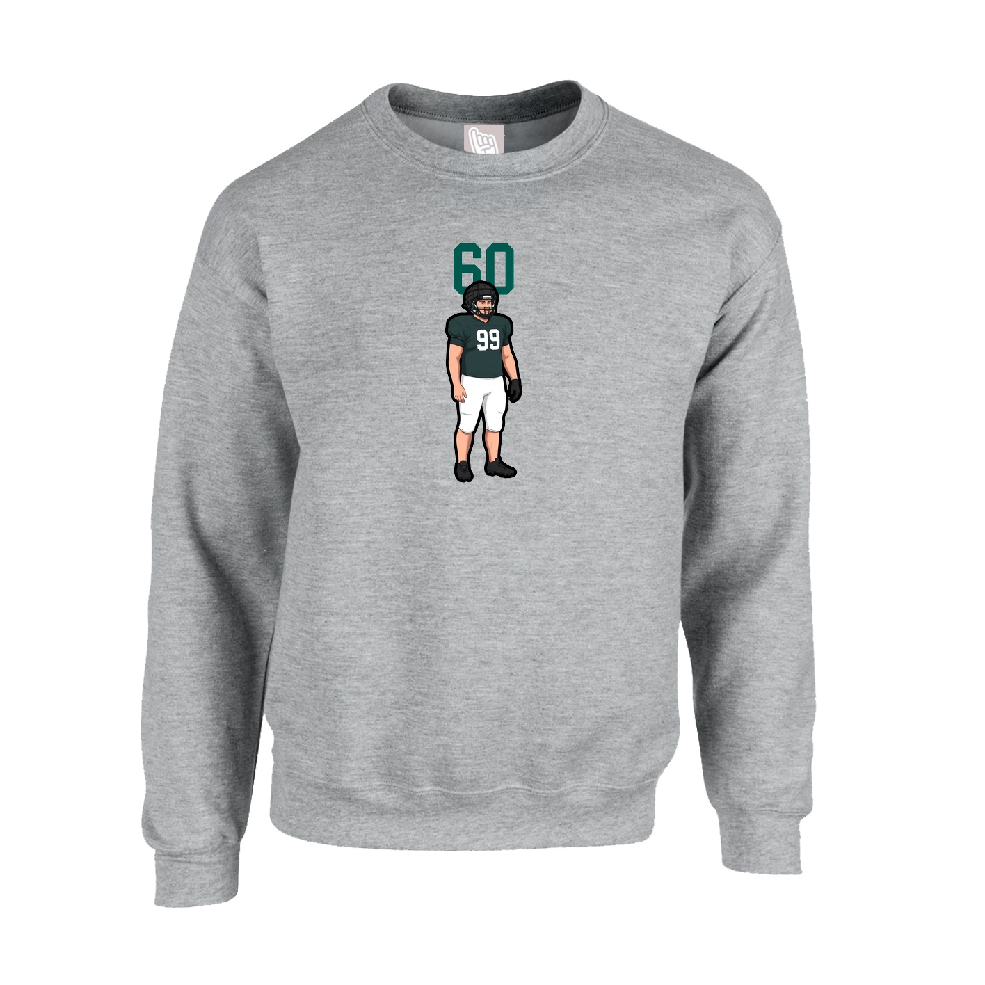 Fleece Crew — Number Top in Grey