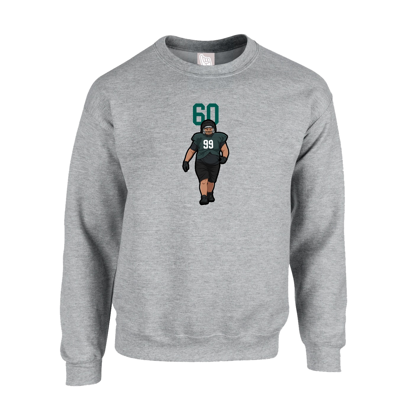 Fleece Crew — Number Top in Grey