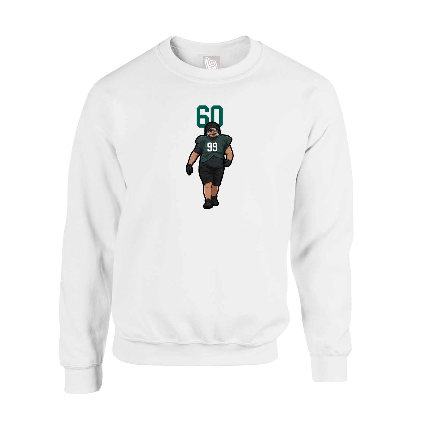 Fleece Crew — Number Top in White