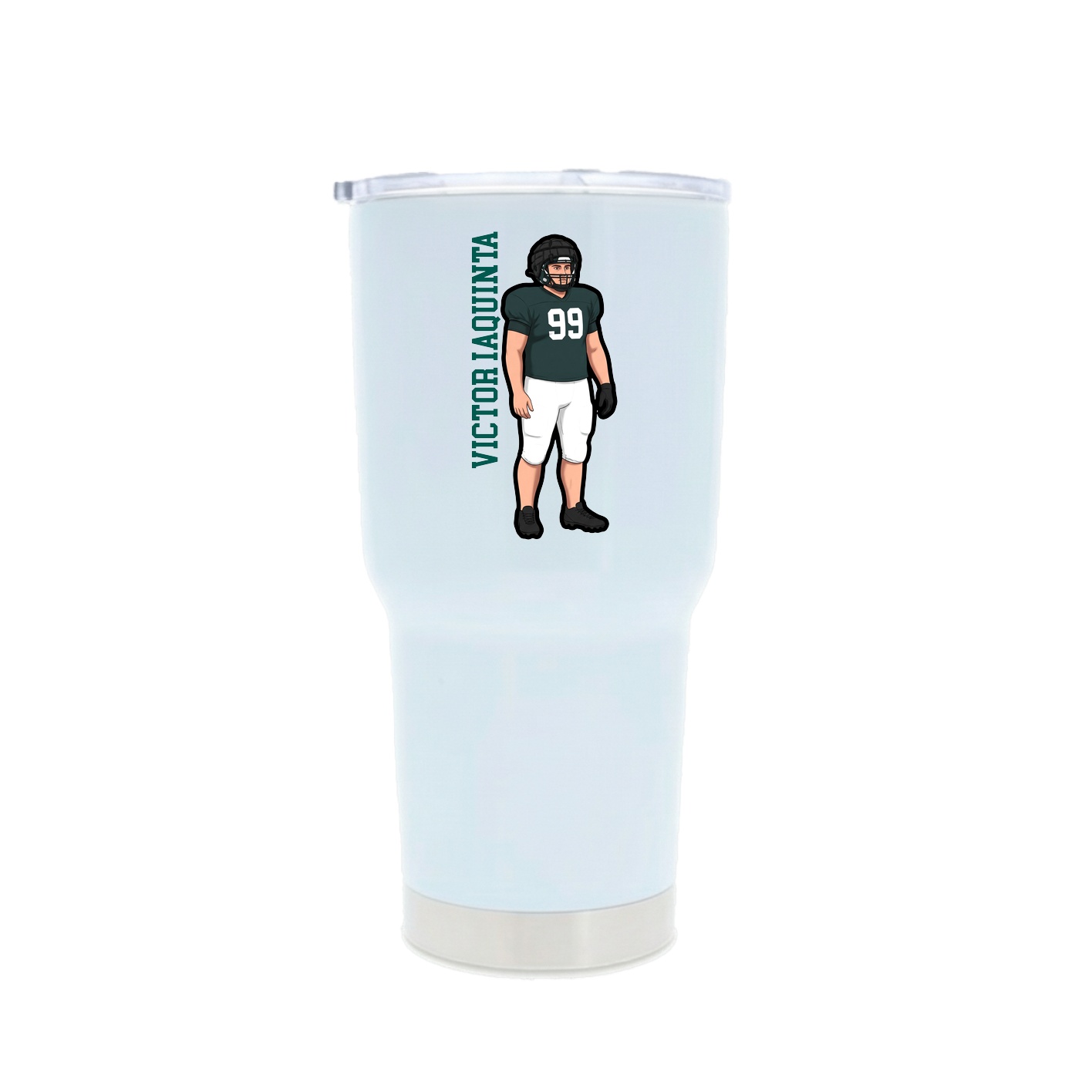 30oz Stainless Steel Tumbler — Name Vertical in White