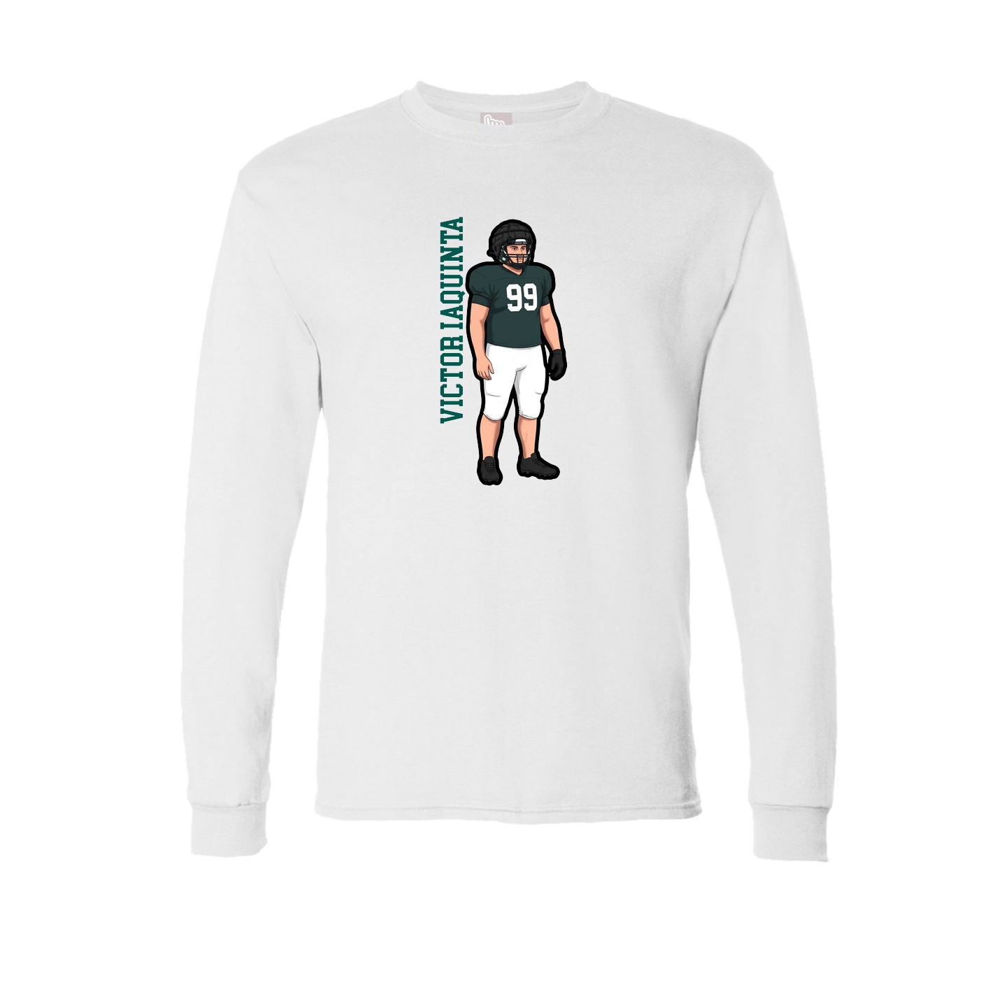 Long Sleeve Tee — Name Vertical in White
