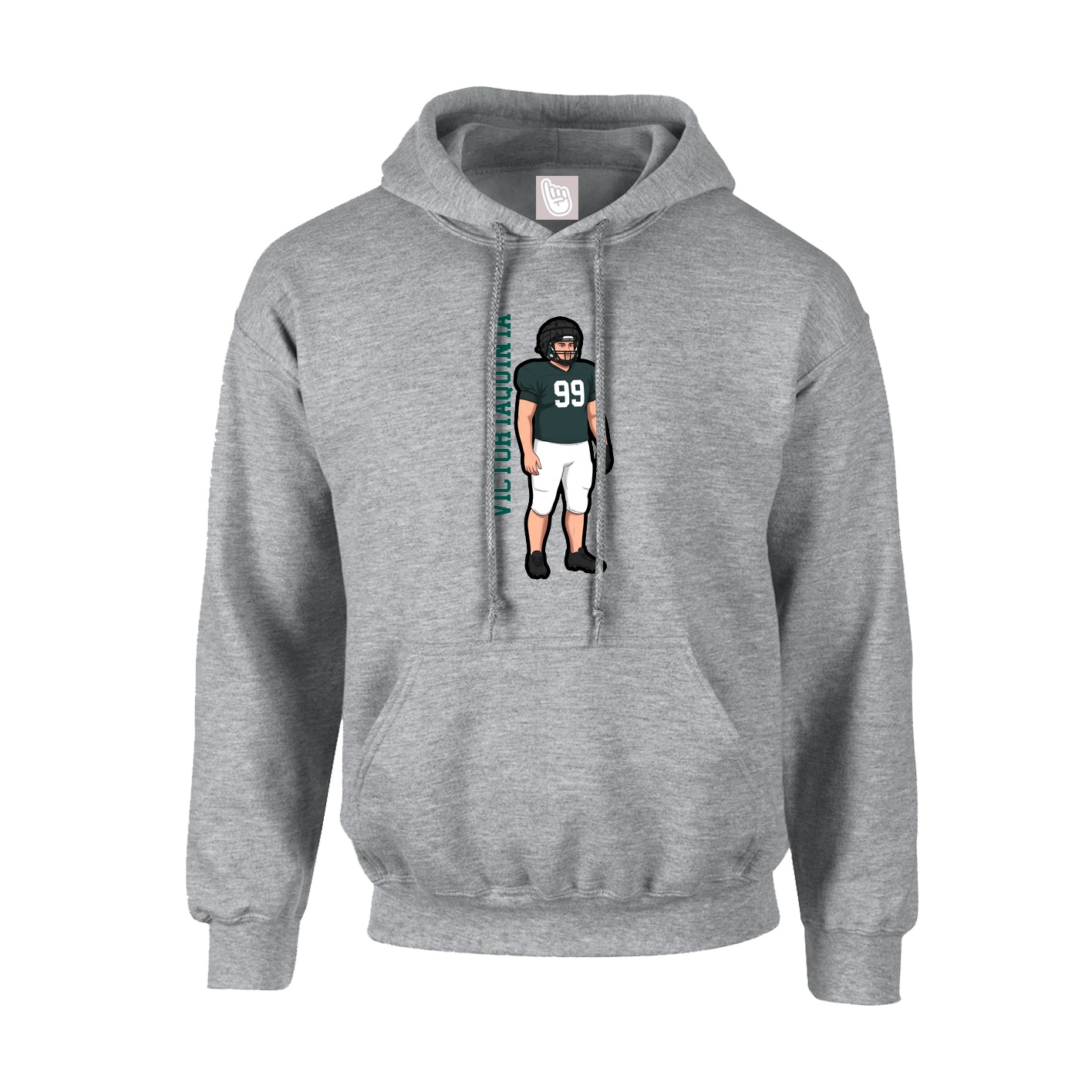 Youth Hoodie — Name Vertical in Grey