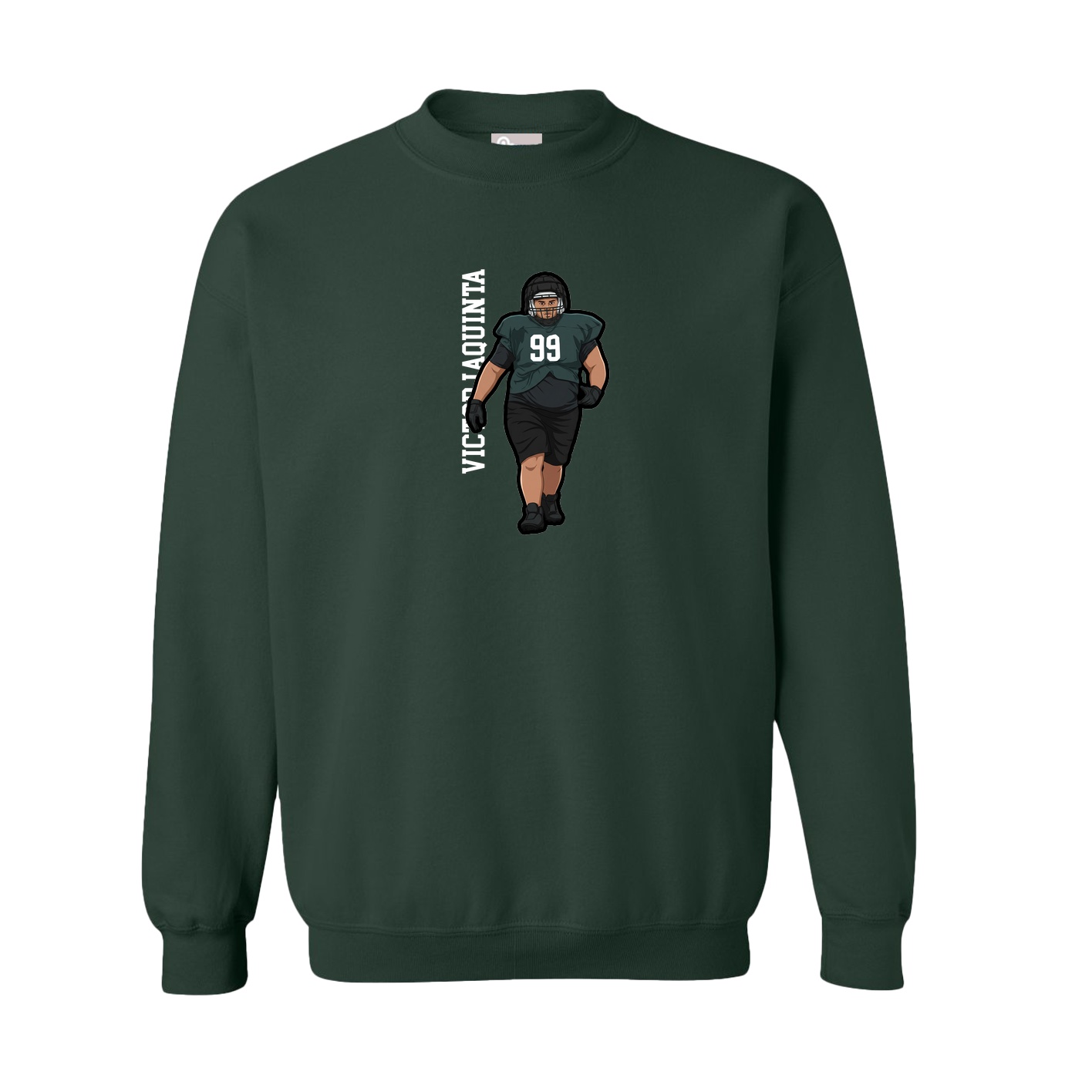 Fleece Crew — Name Vertical in Green
