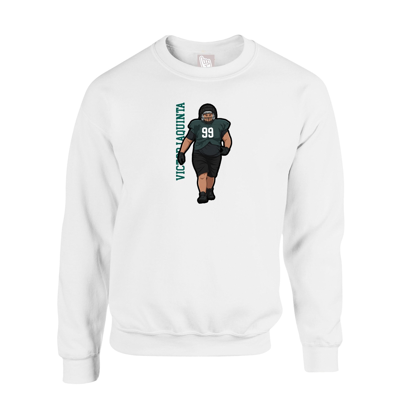 Fleece Crew — Name Vertical in White