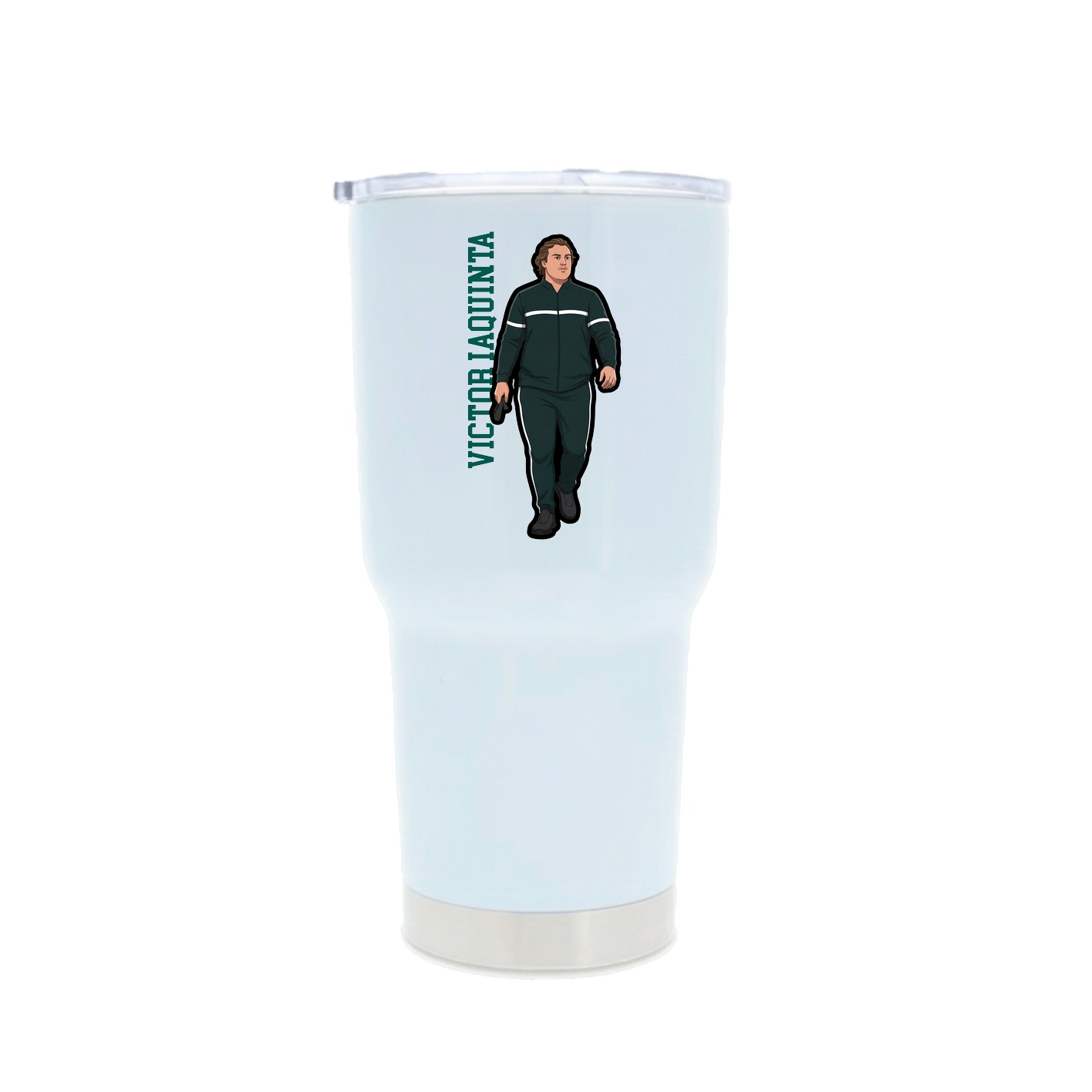 30oz Stainless Steel Tumbler — Name Vertical in White