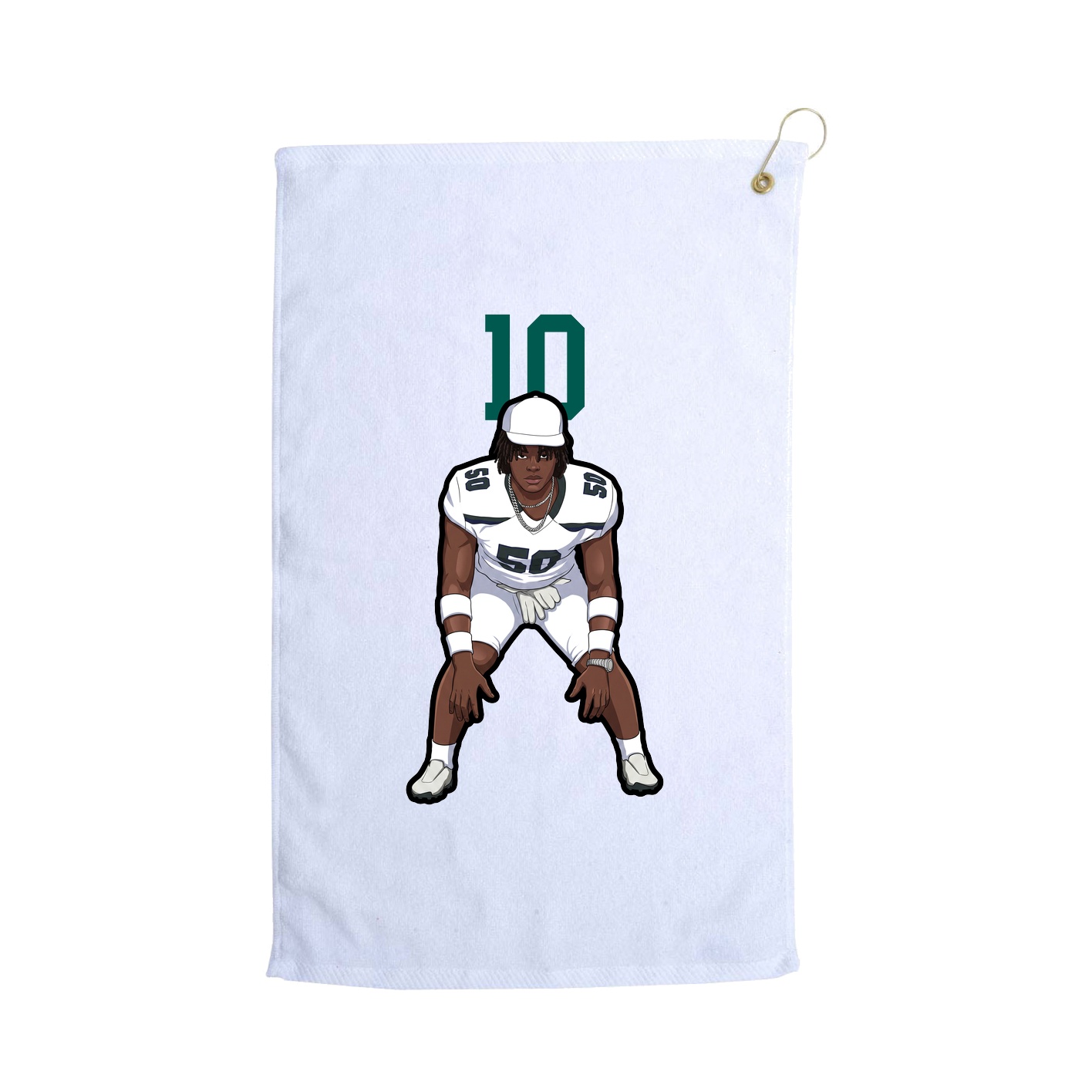 Golf Towel — Number Top in White