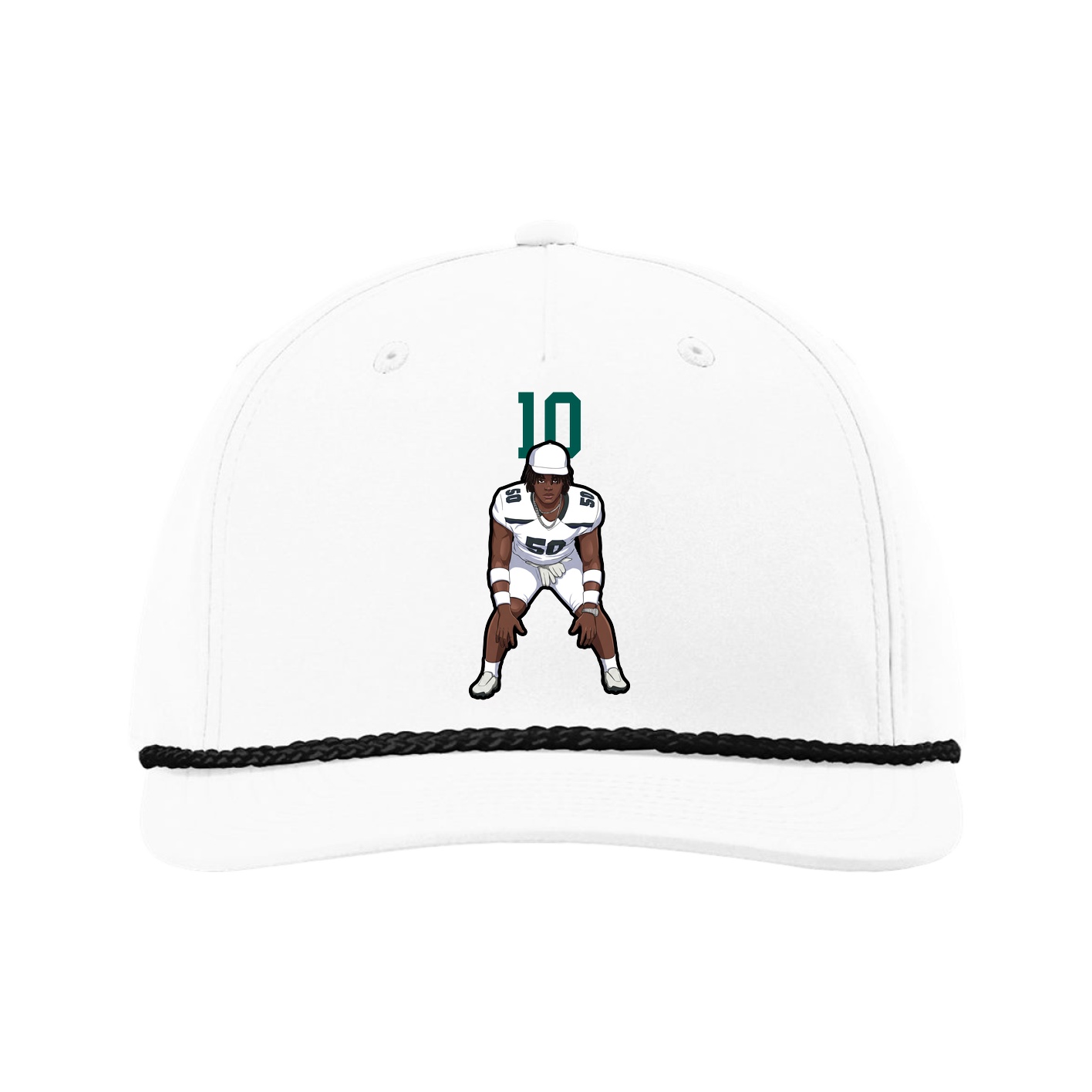 Five-Panel Classic Rope Cap — Number Top in White