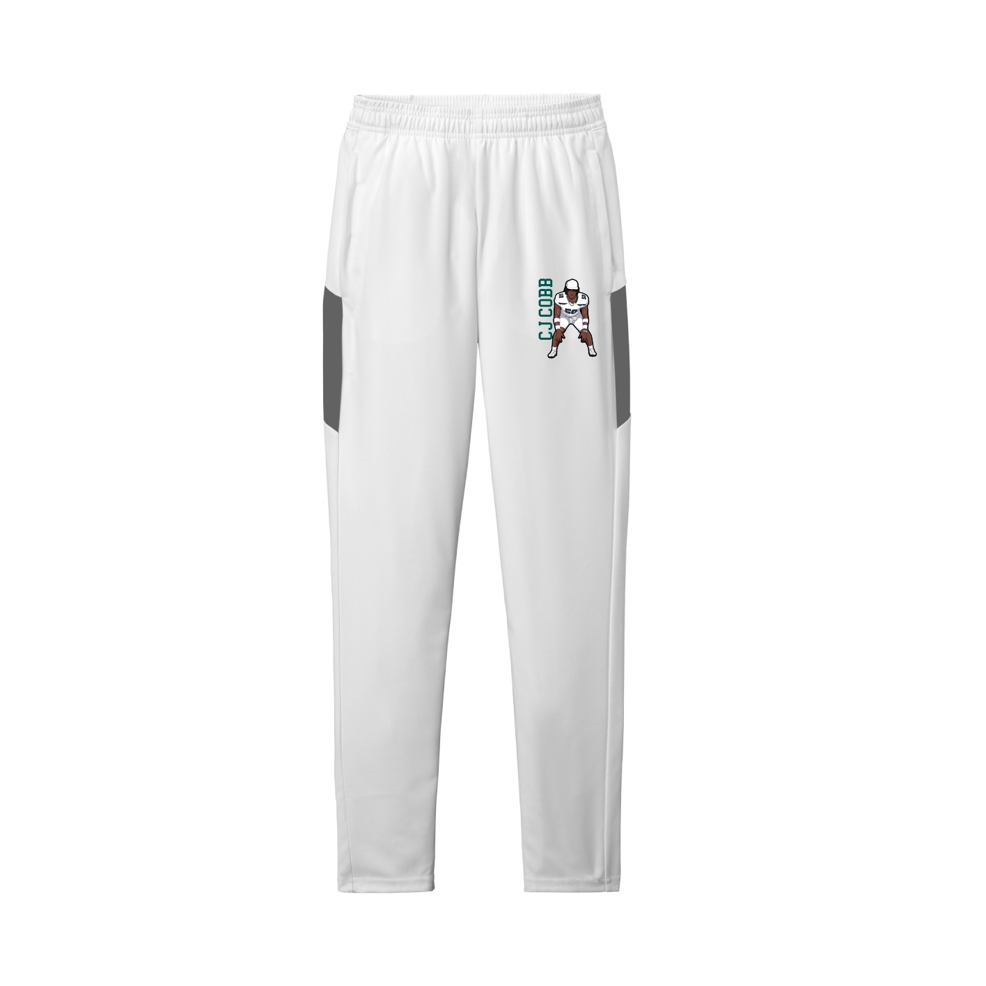 Team Travel Pant — Name Vertical in White/Grey