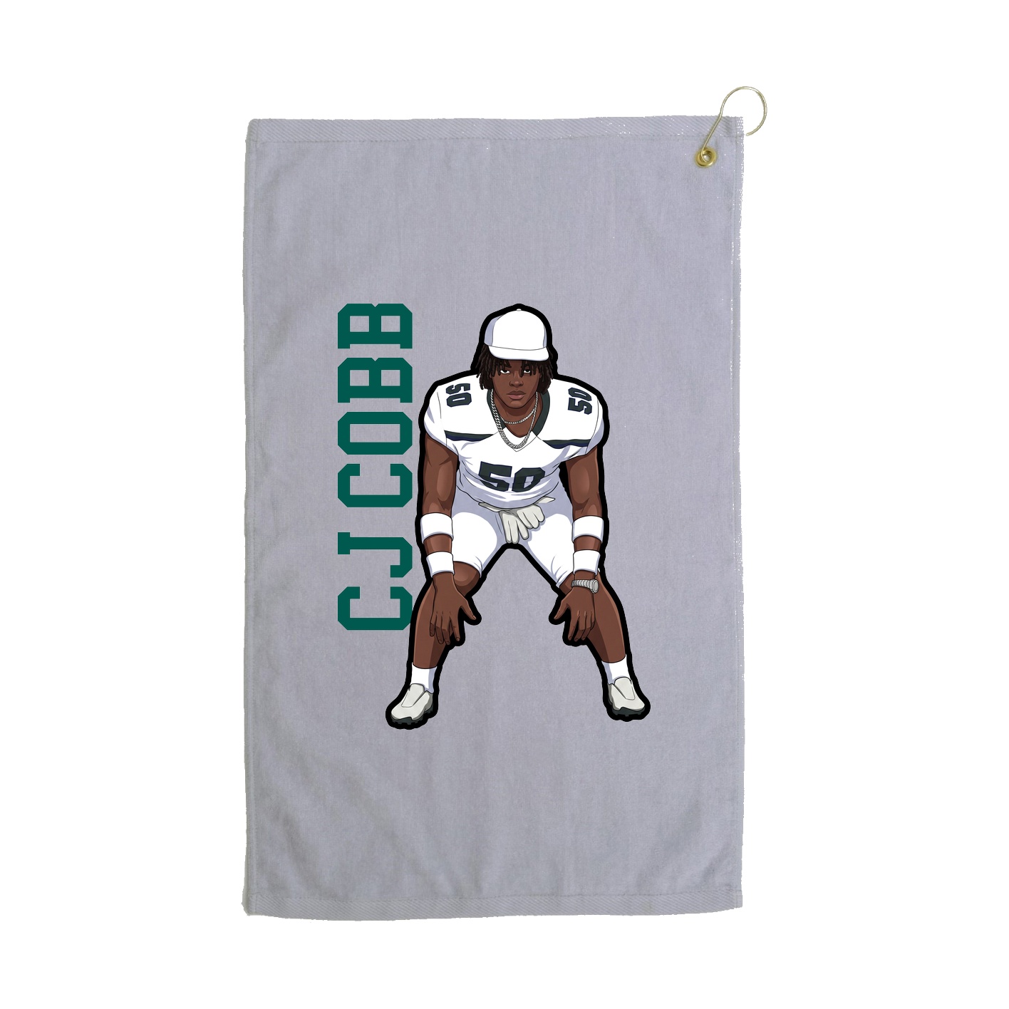 Golf Towel — Name Vertical in Grey
