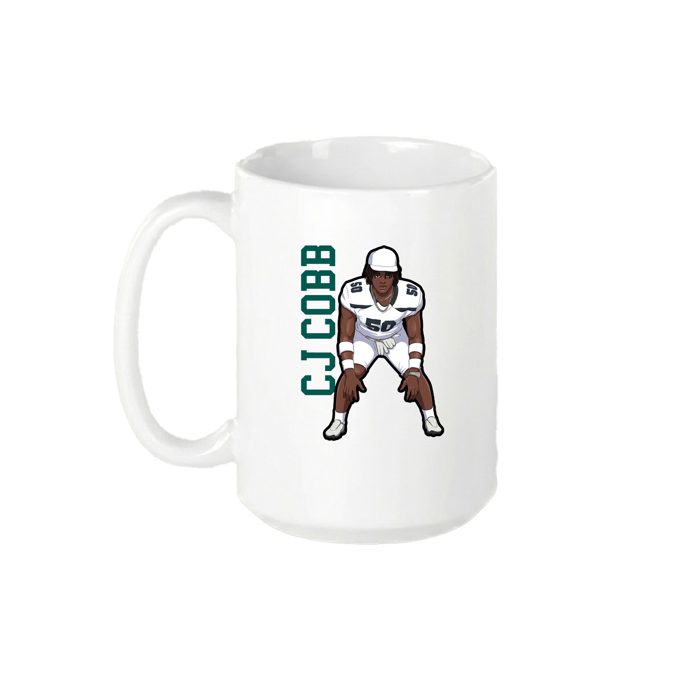15oz Coffee Mug — Name Vertical in White