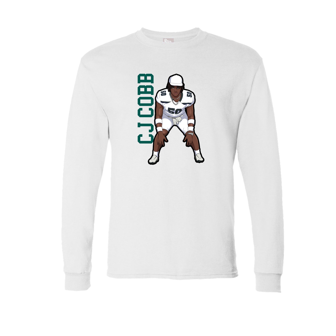 Long Sleeve Tee — Name Vertical in White